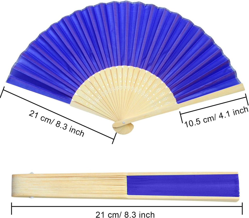 Aneco 18 Pieces 18 Colors Handheld Fans Cloth Hand Fans Bamboo Folding Fans for Wedding Decoration, Church Wedding Gifts, Party Favors, DIY Decoration