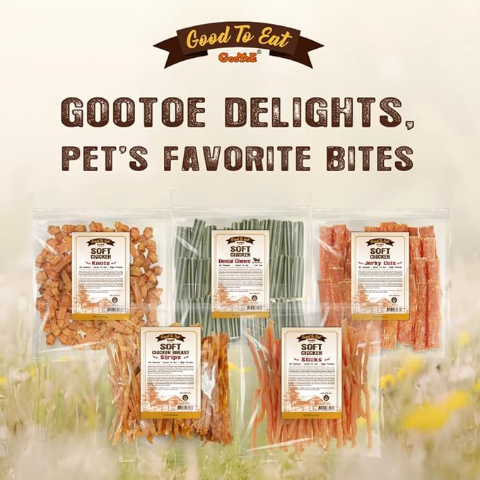 Gootoe Soft Chicken Knots 1 lb, Dog Treats, All Natural, Grain-Free, High-Protein, Healthy & Easily Digestible, Soft Texture, Resealable-PawvioPets
