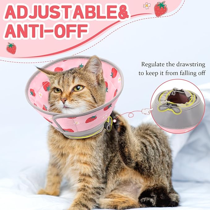 Cat Cone Collar Soft, Comfortable Cat Recovery Collar Pet Cone for Small Large Cats, Lightweight Elizabethan Collar for Cats Kittens After Surgery Prevent from Licking Wounds, Pink, L-PawvioPets
