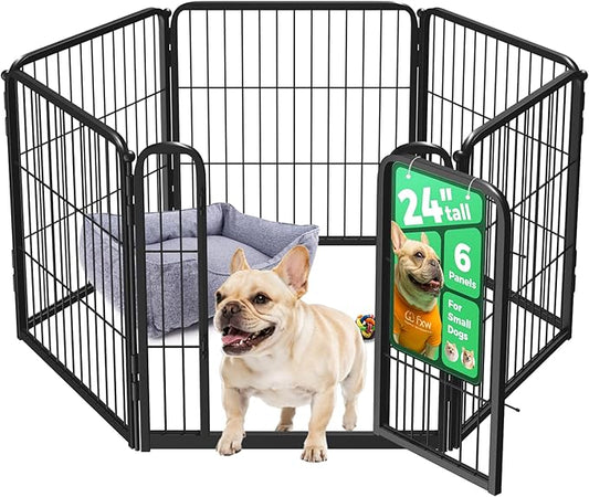FXW Homeplus Unleashed Indoor Dog Playpen - Stress-Free and Safe Play, Heavy Duty 24 Inch 6 Wire Panels Dog Pen for Puppy and Small Dogs, Black│Patented-PawvioPets