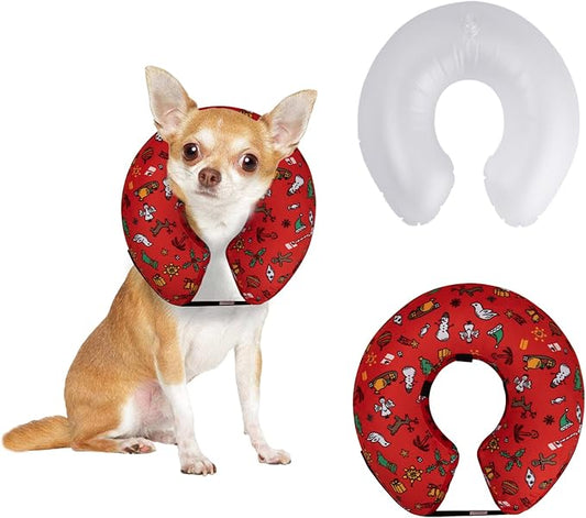 CuteBone Inflatable Dog Donut Collar with Removable Soft Fleece Covers for Small/Medium/Large Dogs and Cats After Surgery GWB07M-PawvioPets