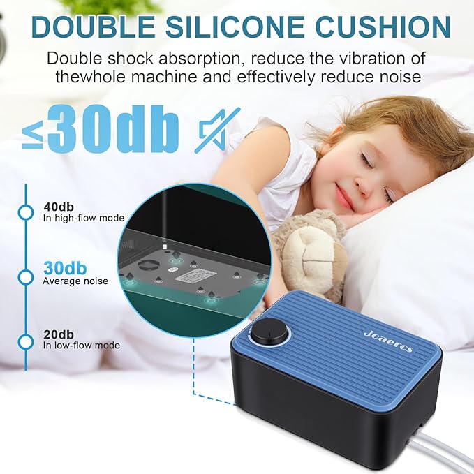 Aquarium Air Pump,Check Valves Prevent Backflow, Ultra-Quiet Fish Tank Bubbler, 5.5W Adjustable Airflow Rate Design, for Fish Tank 20 to 150 Gallons, Bonus Accessories-PawvioPets