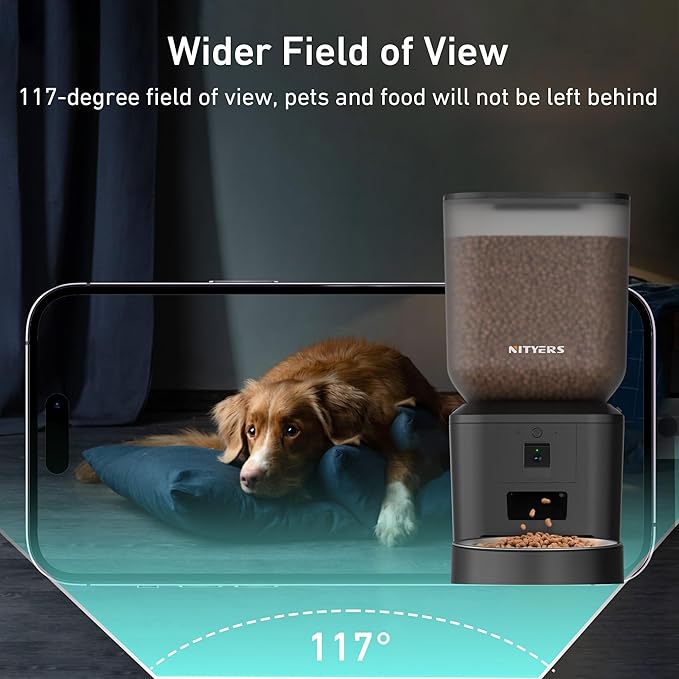 Automatic Dog & Cat Feeder with Camera & WiFi – 8L/34 Cups, 1080P Night Vision, 2.4 & 5G WiFi, 2-Way Talk, 10s Voice Recording, Timed Food Dispenser, Up to 99 Portions, 15 Meals Per Day-PawvioPets