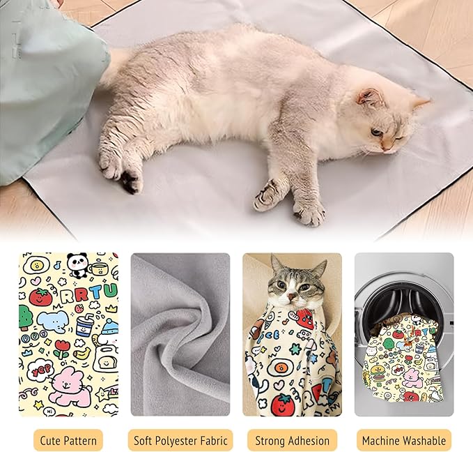 35.4" Cat Grooming Wrap,Self-Adherent Cat Wrap for Cutting Nails,Anti-Escape Cat Swaddle Wrap,Multifunctional Anti-Scratch Cat Restraint Wrap for Medicine,Nail Clipping,Ear Cleaning(Within 22lbs)-PawvioPets