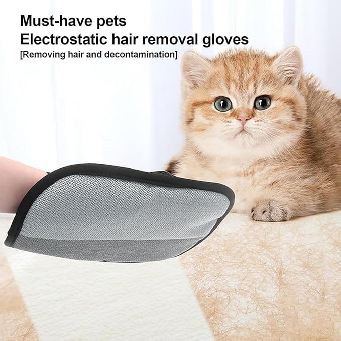 2025 New Upgraded Electrostatic Pet Hair Removal Gloves - Reusable Cat Hair Remover & Dog Hair Removal Mitt with Elastic Cuff & Finger Loops for Furniture, Bedding, Car (2pcs)-PawvioPets