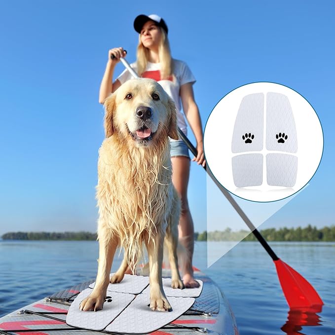 Dog Traction Pad Dog Paddle Board Kayak Accessories 21.2 x 15.3 Inch Non Slip Deck Grip Mat Surfboard Traction Good Grip EVA Foams for SUP Skimboard Paddleboard Surfboard-PawvioPets