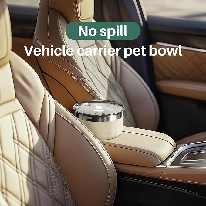 Gardner Pet Dog Bowls 1 Gallon (3.85L) Stainless Steel No Spill Water Bowl, Slow Water Feeder Metal Dog Bowls, Spill Proof Water Dispenser for Large Dogs, Promotes Healthy Hydration(White)-PawvioPets