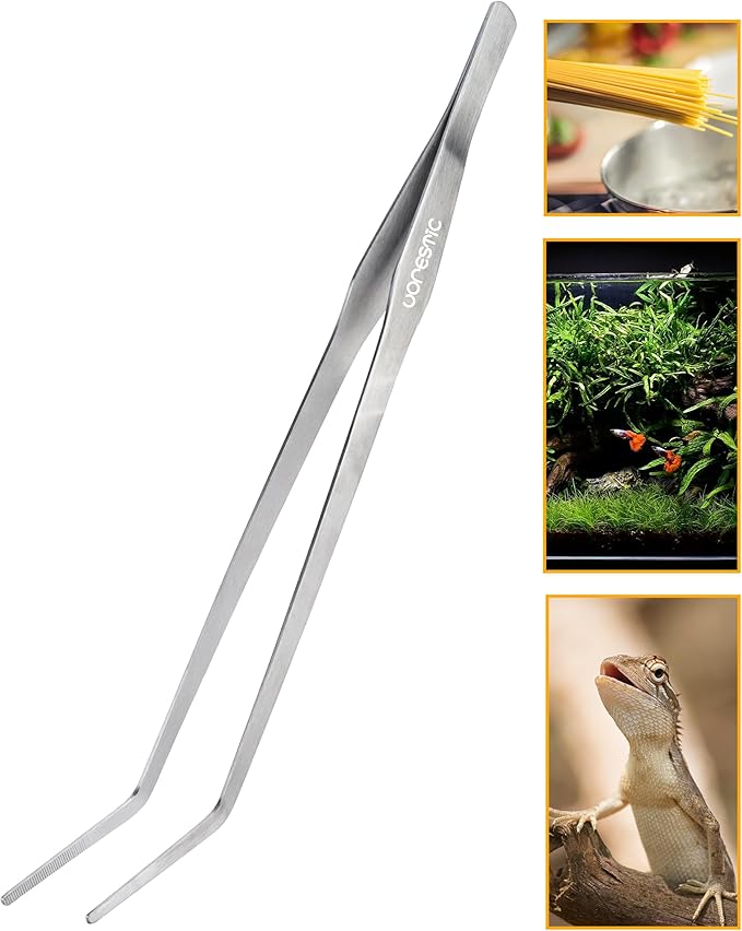 15 Inches Heavy Duty Reptile Feeding Tongs, Curved Aquarium Tweezers, Reptile Tongs, Fish Feeding Tongs, Reptile Feeding Tweezers, Long Tweezers for Aquarium and Terrarium-PawvioPets