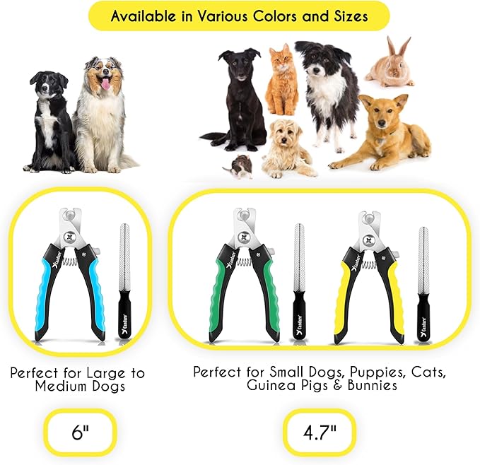 Candure Dog Nail Clippers for Pet Grooming - Professional Cat Nail Trimmers Suitable for Small to Medium Breeds with a Safety Guard & Nail File-PawvioPets