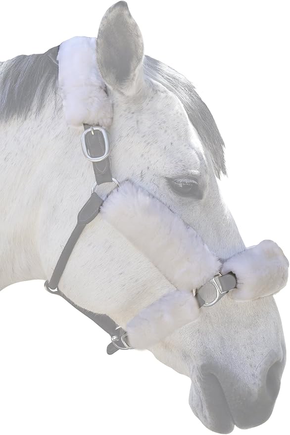 ECP Equine Comfort Products Merino Sheepskin Halter Fleece Set for Horses, 100% Natural Wool, Chafe Protection, Breathable Relief & Cushioned Comfort, Machine Washable, 6-Piece Set-PawvioPets