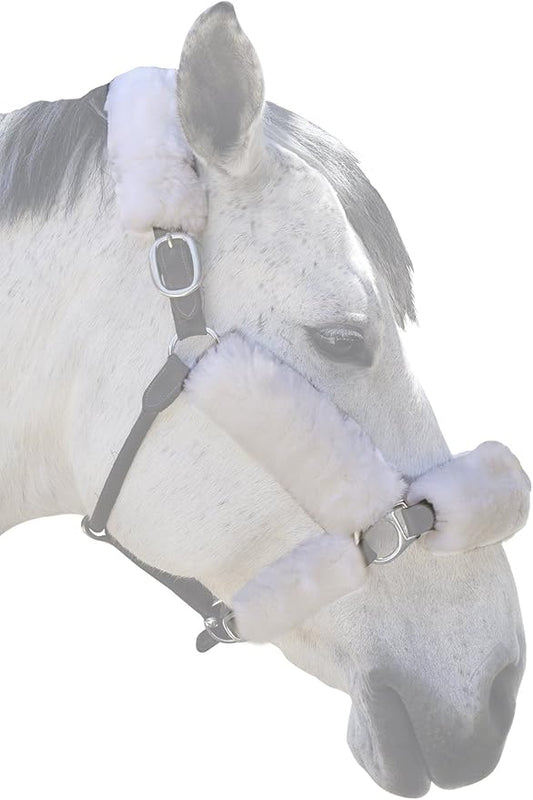 ECP Equine Comfort Products Merino Sheepskin Halter Fleece Set for Horses, 100% Natural Wool, Chafe Protection, Breathable Relief & Cushioned Comfort, Machine Washable, 6-Piece Set-PawvioPets