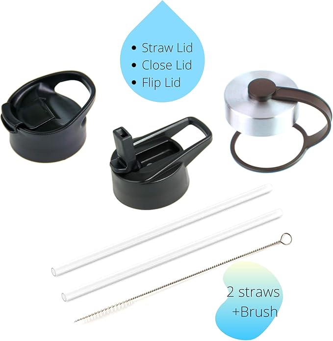 DRINCO Stainless Steel Water Bottle Spout Lid Vacuum Insulated Double Wall Water Bottle Wide Mouth (40oz 32oz 22oz 18oz 14oz) Leak Proof Keeps Cold or Hot (32 oz, 32oz Macaron)-PawvioPets