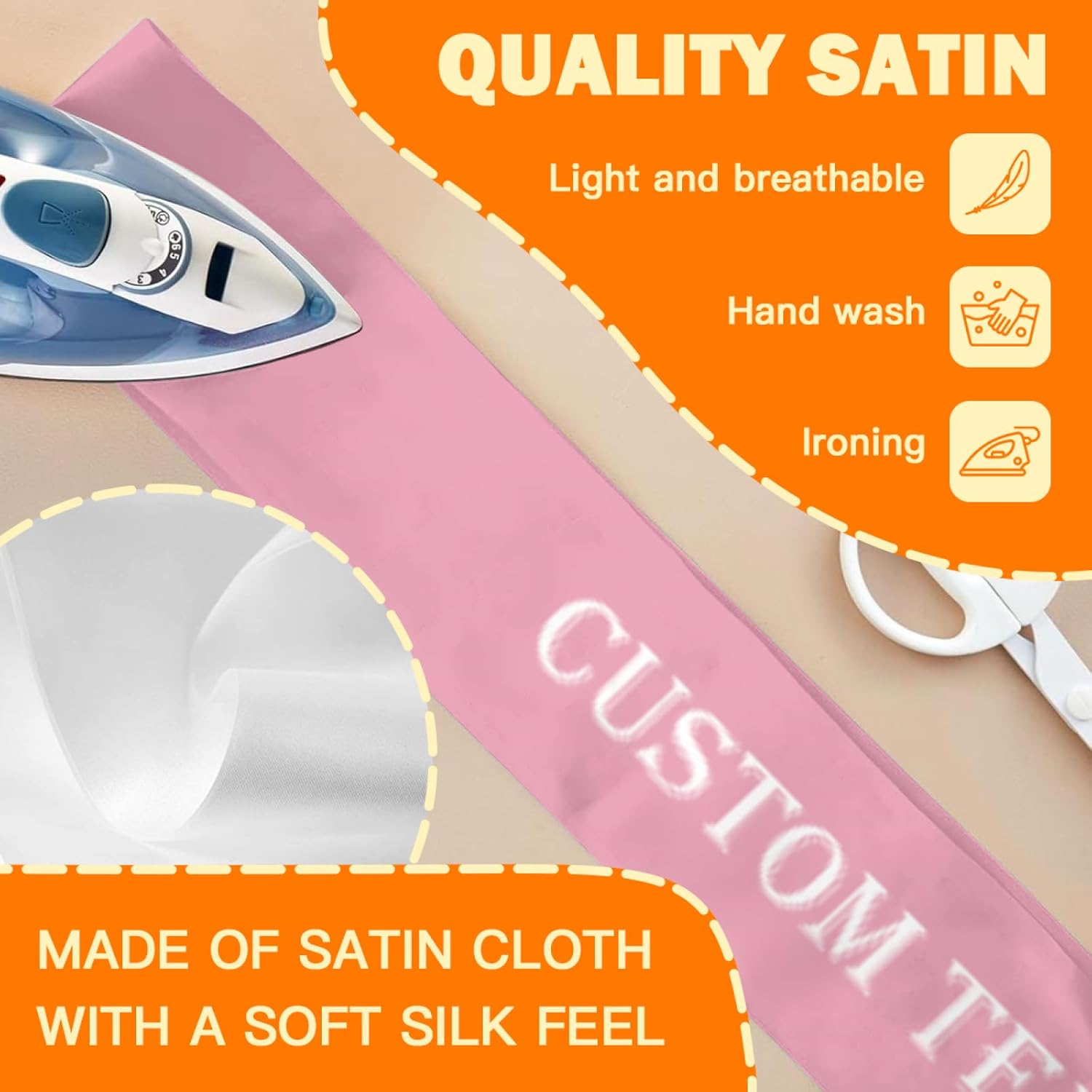 Custom Sash,Personalized Birthday Sash with Text Photo,Customized Bachelorette Sash Quote Sash Bride to Be Sash Color Optional (No decorative edge, Pink)