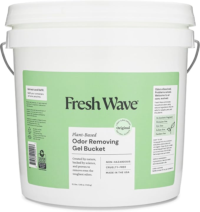Fresh Wave Odor Removing Gel Bucket, 15.5 lb. (248 oz.), Original Scent Refill - Odor Absorbers for Home, Safer Odor Relief, Natural Plant-Based Odor Eliminator, For Cooking, Trash & Pets-PawvioPets
