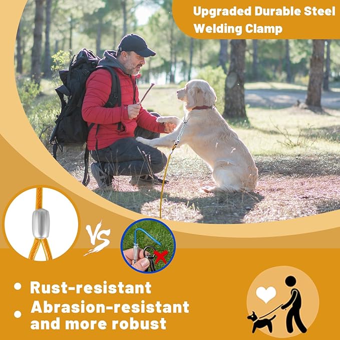 Dog Tie Out Cable - 10/15/20/25/30FT Heavy Duty for Large Dogs Up to 250LBS - Rosy Pink/Blue/Purple/Silver/Red/Green/Yellow-PawvioPets