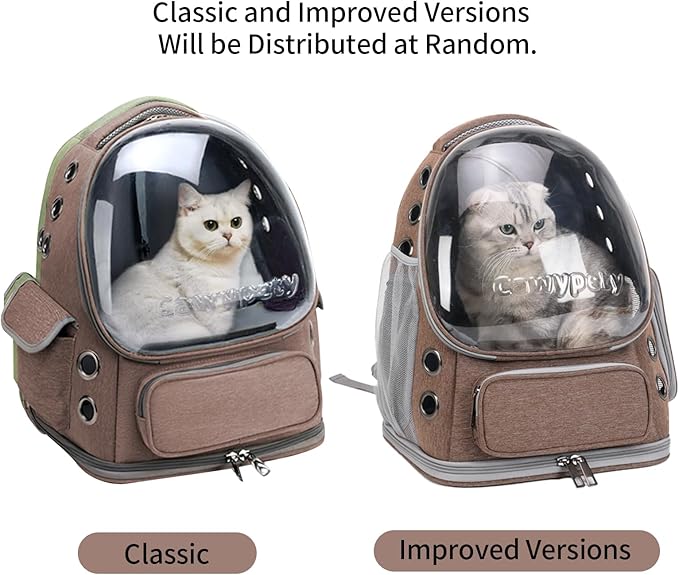 Cat Backpack Carrier, Breathable Cat Carrier Large Space Bubble Pet Backpack for Kitty Small Dog up to 15lbs, Transparent & Foldable Pet Carrier for Travel Hiking-PawvioPets