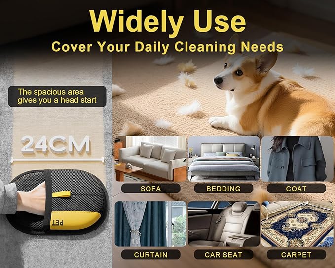 2Pcs Electrostatic Gloves Pet Hair Removal, Reusable Cat & Dog Hair Remover for Couch, Furniture, Carpet, Curtain, Upgraded Animal Fur Removal Tool, Cat Grooming Gloves-PawvioPets