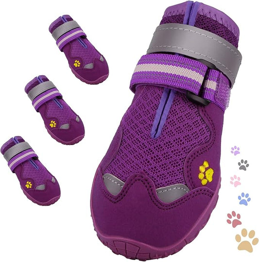 Dog Shoes for Large Medium Small Dog, Mesh Breathable Dog Shoes for Hot Pavement, Anti-Slip Dogs Boots Paw Protectors with Reflective for Outdoor Walking Indoor Hardfloors (Size 5)-PawvioPets