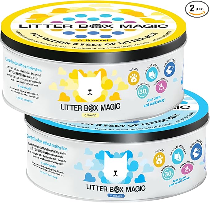 Cat Litter Deodorizer Jar (1 Fresh Scent and 1 Fragrance Free, 16 Oz, Pack of 2) - Cat Litter Odor Absorber Gel - Litter Box Pet Air Freshener - Litter Odor Eliminator to Freshen Air-PawvioPets