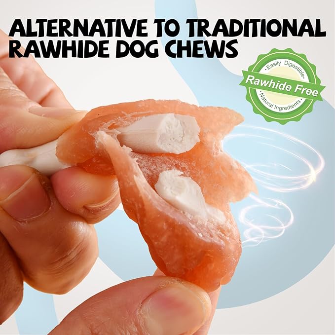 ASMPET Dog Treats Chews Rawhide Free Real Chicken Calcium Bone Snacks, Teeth Clean Breath Fresh Dog Training Treats-PawvioPets