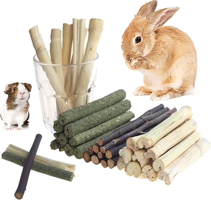 600g Guinea Pig and Rabbit Chew Toys - Sweet Bamboo and Timothy Apple Sticks for Healthy Teeth and Relaxation - Natural and Safe Guinea Pig Chew Toys-PawvioPets