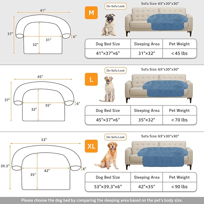 GGIB Calming Dog Bed Fluffy Plush Dog Mat for Furniture Protector with Removable Washable Cover for Large Medium Small Dogs and Cats (Medium, Navy)-PawvioPets