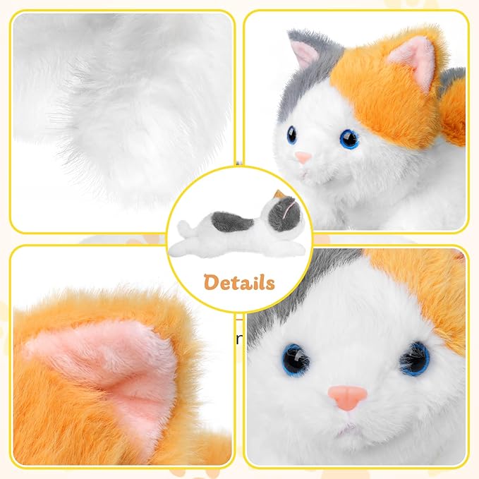 19 inch 3 lbs Cat Weighted Stuffed Animals, Realistic Weighted Cat Stuffed Animal, Sensory Comfort Plush Throw Pillow, Soft Kawaii Kitty Plush Toy Gift for Adults Kids Youth-PawvioPets