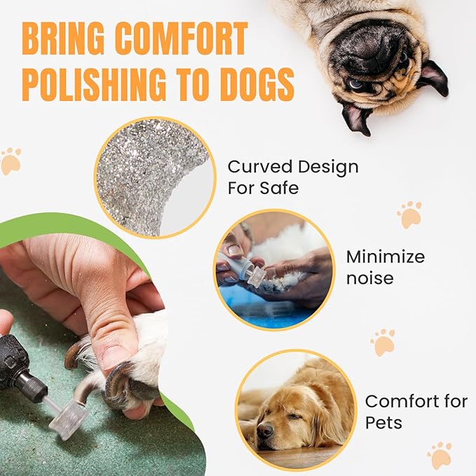 CAELUM Diamond-Coated Pet Nail Grinder Bit, 1/8” Shank for Dremel Nail Tools, Durable & Low-Noise Nail Trimmer for Dogs, Top & Side Grinding, Gentle, Precise Nail Grooming（80grit）-PawvioPets