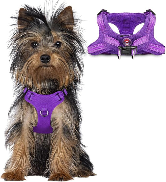 Dog Harness Step in Dog Vest Harness, Reflective Adjustable Puppy No Pull Harness Breathable Soft for Small and Medium Dogs Cats, Purple, XXS-PawvioPets