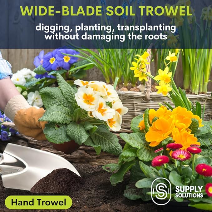 Gardening Tools - Perfect Garden Tools for Women or Men - Small Heavy Duty Gardening Hand Tools with Trowel, Transplanter, Fork, Rake, and Cultivator - Ergonomic Design Gardening Kit-PawvioPets