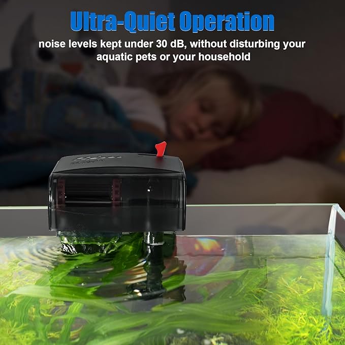 AQQA Aquarium Filter 5-20 Gallon Fish Tank Filters with Bio-Wheel Power, Hang On Back Aquarium Filter, Adjustable Flow Hob Filter, Quiet Efficient and Silent Operation (5W 80GPH)-PawvioPets