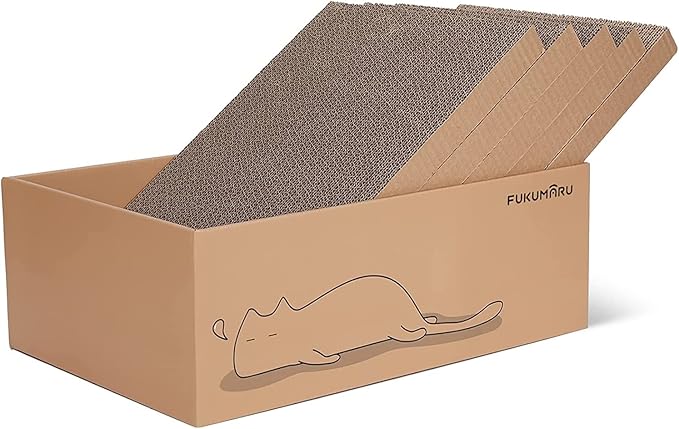 FUKUMARU 5 PCS Cat Scratching Boards, 11.4 Inch Width Ex-Large Cat Scratcher Box, Reversible Cardboard Scratchers for Indoor Cats, Cat Scratch Box for Large, Medium and Small Cats, Protect Furniture-PawvioPets