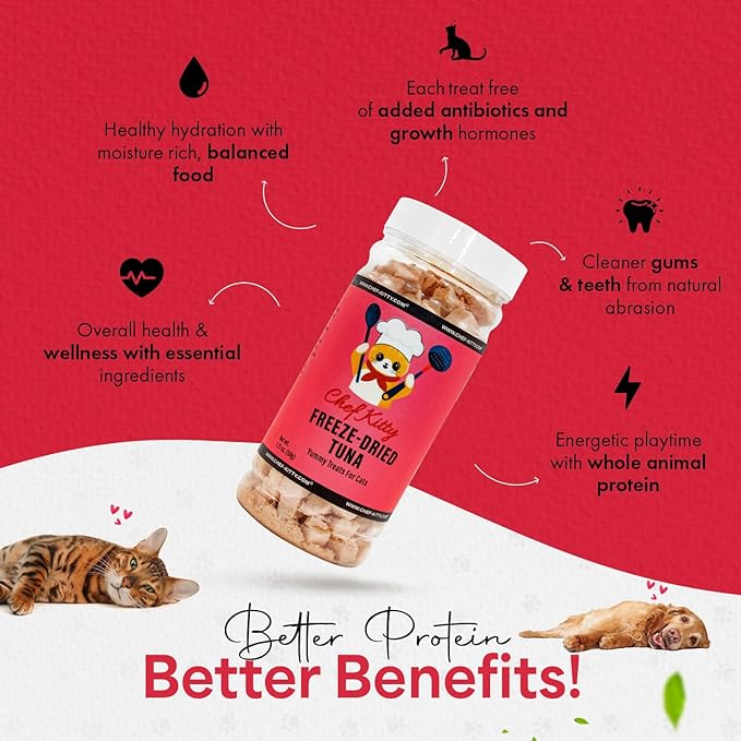 Freeze-Dried Tuna Treats for Cats & Dogs – 100% Wild Caught, Single Ingredient, High-Protein, Healthy Snack – No Additives or Preservatives – 1.7oz - Inspected & Tested in USA-PawvioPets