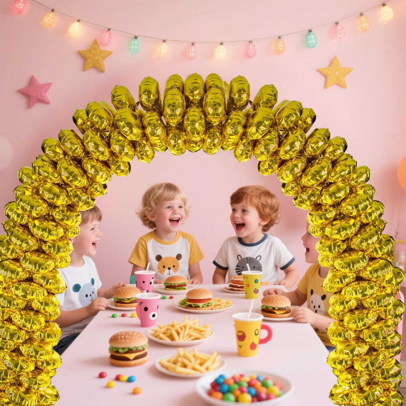 6.6FT Balloon Table Arch Kit – Adjustable Foil Balloon Arch Stand for Birthday, Wedding, Party, Baby Showers and Graduation Decorations – Easy Assembly Party Supplies (Champagne gold)