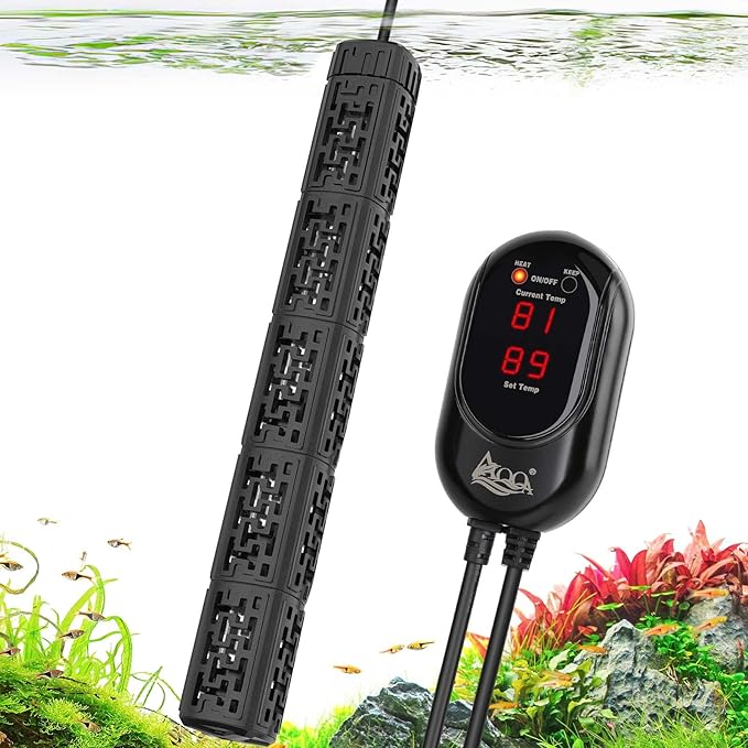 AQQA Fish Tank Heater,Aquarium Heater 50W 150W 250W 400W 500W 800W for 3-220 Gal,Set Temperature 59℉-93℉ Temperature Accuracy,Out of Water or High Temperature Automatic Power Off (500W to 80-130 gal)-PawvioPets