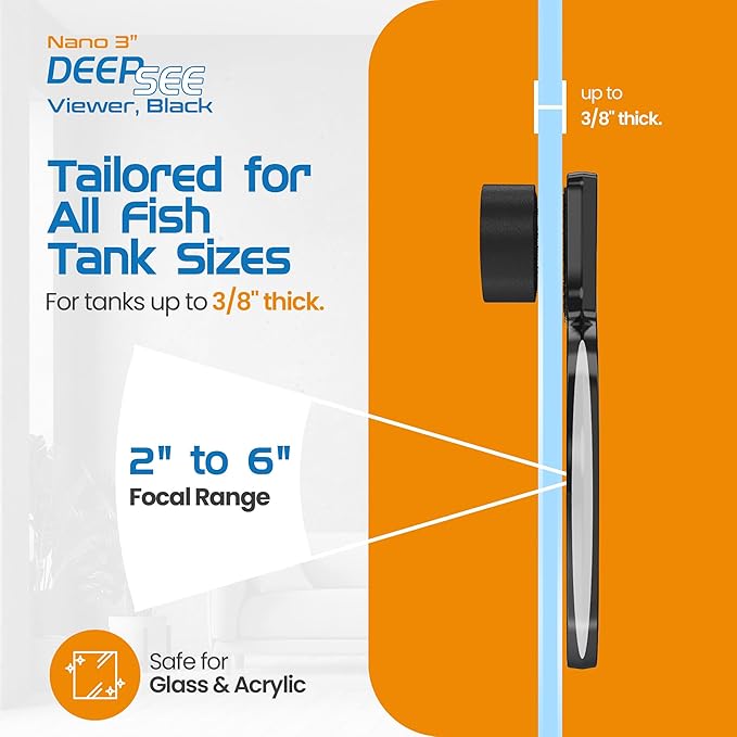 FL!PPER Flipper DeepSee Viewer 3" Nano - Coral and Fish Magnifier for Reef Tank and Freshwater Aquarium Photography and Videography - Magnetic Magnifying Glass-PawvioPets