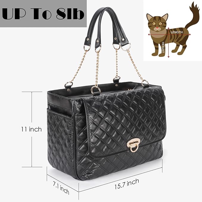 Fashion Pet Carrier Dogs Cat Small Animals Purse Bag, Leather Pet Carriers Dog Puppy Kitten Tote Travel Handbag TSA Airline-Approved-PawvioPets