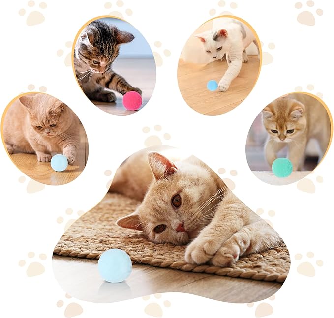 30 Pcs Soft Plush Cat Ball,Cat Toy Balls,Bulk Cats Toys,Puff Balls,Fuzzy Colorful Cats Ball for Pet Playing Exercising-PawvioPets