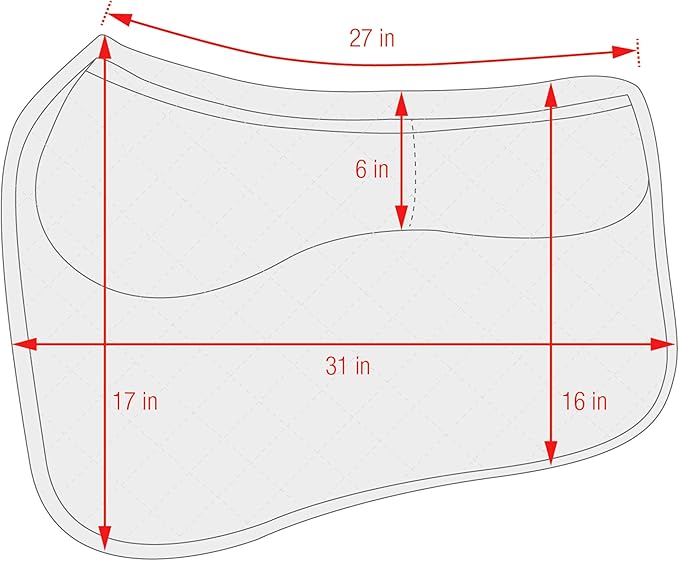 ECP Equine Comfort Products Thermoregulating Western Saddle Pad, Machine Washable Contoured Fit, Water Absorbing, Therapeutic, Shock Absorbing with Adjustable Memory Foam Shims-PawvioPets