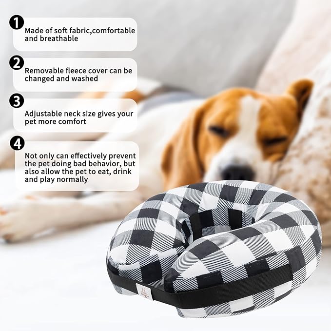 CuteBone Inflatable Dog Neck Donut with Removable Soft Fleece Covers for Small/Medium/Large Dogs and Cats After Surgery GWB03XL-PawvioPets
