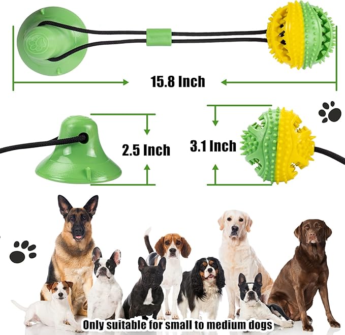 Dog Toys, Dog Chew Toys for Aggressive chewers, Puppy Training Treats Teething Rope Toys for Boredom, Puzzle Treat Food Dispensing Ball for Puppies Teething Small Dogs (Green)-PawvioPets