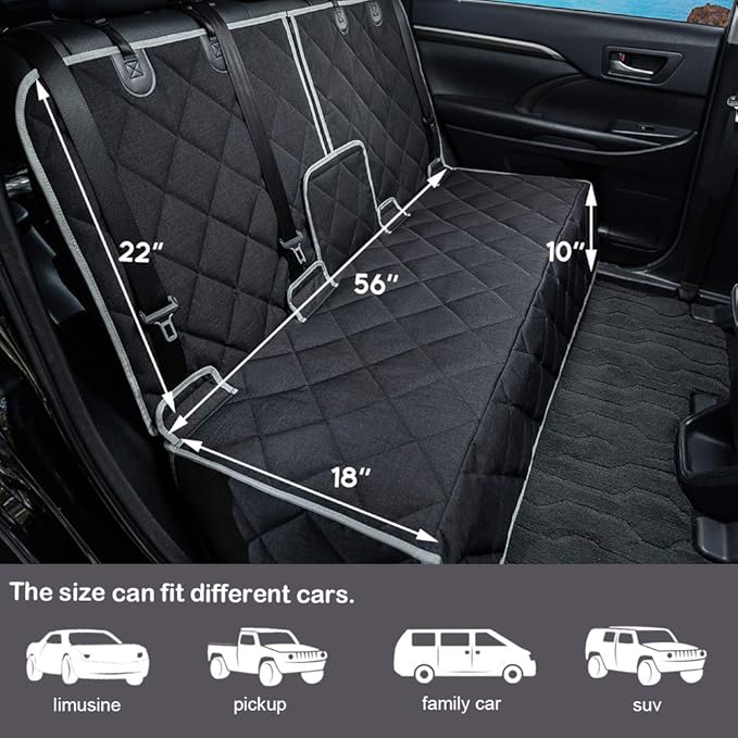 Dog Car Seat Cover Waterproof Dog Seat Cover for Cars Back Seat Heavy-Duty Nonslip Pet Car Seat Cover Protector Armrest Compatible for Trucks Cars & SUVs-PawvioPets