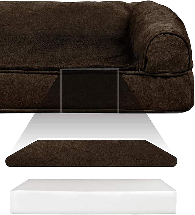 Furhaven Orthopedic Dog Bed for Large Dogs w/ Removable Bolsters & Washable Cover, For Dogs Up to 125 lbs - Plush & Suede Sofa - Espresso, Jumbo Plus/XXL-PawvioPets