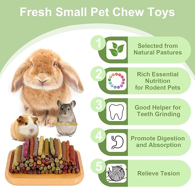 70PCS Rabbit Chew Sticks, Bunny Guinea Pig Toys for Teeth Natural Timothy Hay Sticks for Rabbit Chinchilla Guinea Pig Bunny Hamster - Chews Toys for Small Rodents' Teeth-PawvioPets