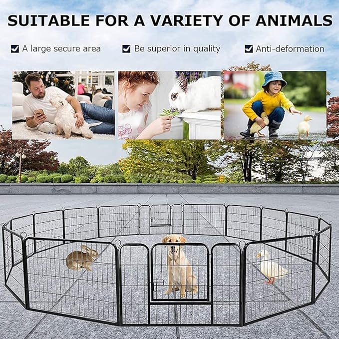 BestPet | Dog Playpen | 24 Inch, 16 Panels | Heavy Duty Metal Pet Exercise Pen | Indoor Outdoor Fence Panels | Rust-Resistant, Removable, Tool-Free Setup | Anti-Skid, Expandable Design-PawvioPets