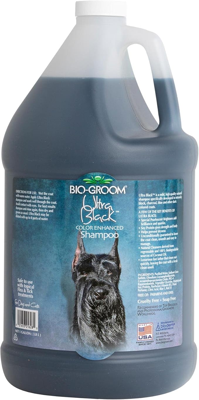 Bio-Groom Ultra-Black Dog Shampoo - Color Enhancing Pet Shampoo, Dog Bathing Supplies, Puppy Wash, Grooming Supplies, Cruelty-Free, Made in USA, Coat Brightener Shampoo - 1 Gallon-PawvioPets
