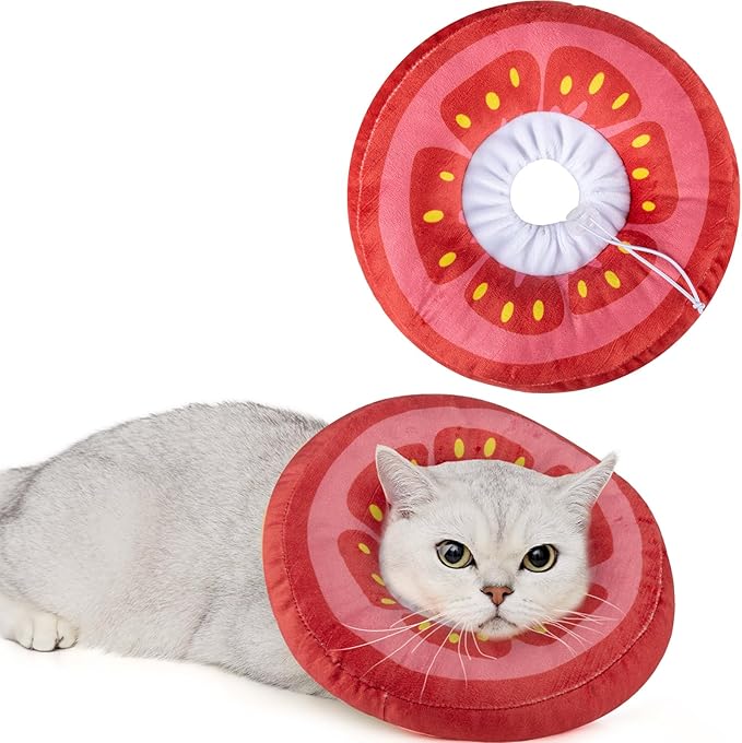ANWA Adjustable Cat Cone Collar Soft, Cute Cat Donut Collar After Surgery, Kitten Recovery Cones to Stop Licking-PawvioPets