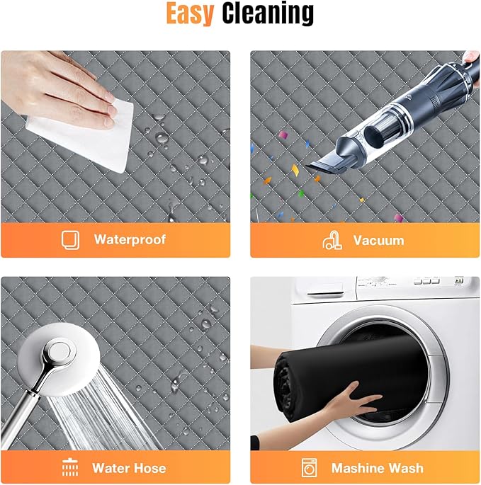 Dog Car Seat Cover for Back Seat, Dog Car Bed Cover with Strong Hard Bottom, Back Seat Extender Hammock for SUV Truck,4 Panels Gray Color-PawvioPets