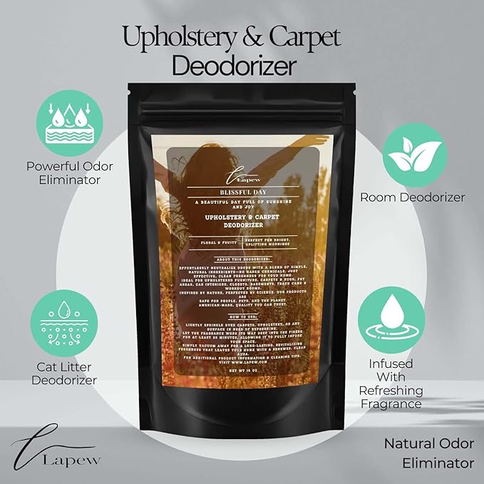 Blissful Day Carpet Freshener Powder: Powerful Odor Eliminator for Home, Upholstery Deodorizer, Carpet Deodorizer, Pet Urine, Cat Litter Box - Blissful Day Fragrance.-PawvioPets
