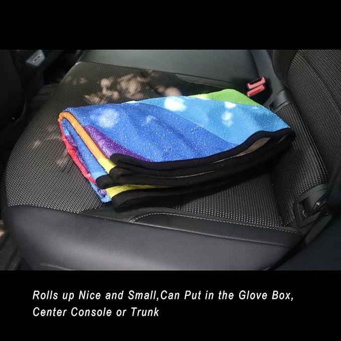 Car Seat Cover Protector Front Seats,for Gym Workout,Running,Swimming,Beach and Hiking,Waterproof Sweat Towel Bucket Seat Covers for Cars SUV Trucks (Rainbow, 1Pcs)-PawvioPets